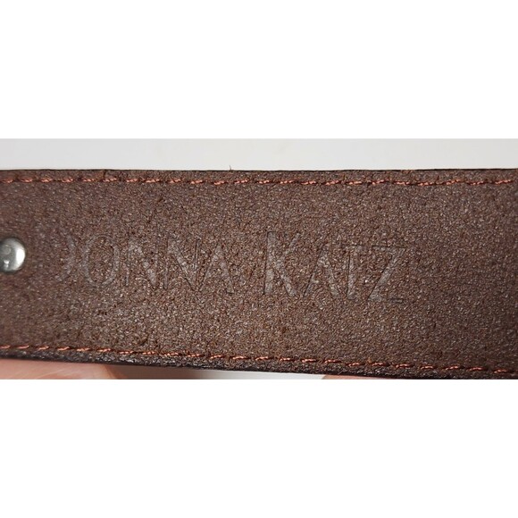 Donna Katz Vintage Leather Embellished Belt Brown Length 39" Western - Picture 7 of 7